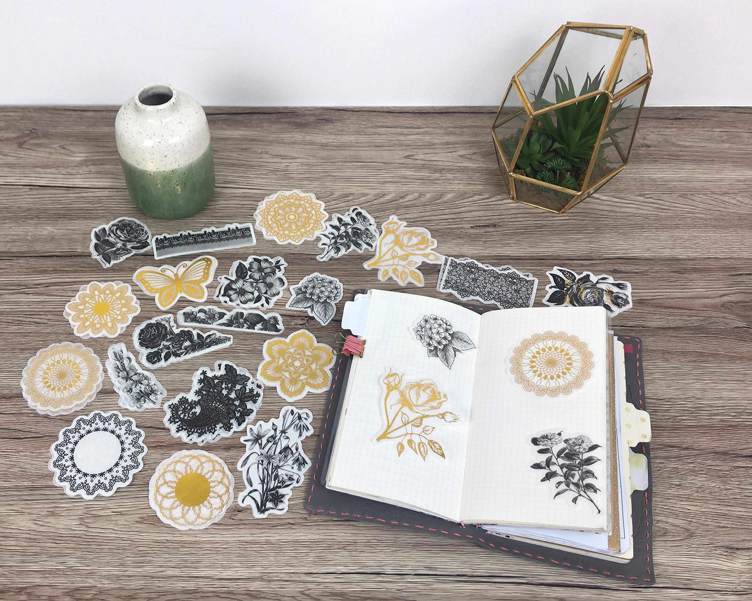 HASTHIP 60 Pcs Vintage Stickers, Romantic Easy Self-Adhesive Plants Floral Style Decoration Note Paper Stickers for Card Stock Scrapbook Letters (Nightingale and Rose) HASTHIP 60 Pcs Vintage Stickers, Romantic Easy Self-Adhesive Plants Floral Style Decoration Note Paper Stickers for Card Stock Scrapbook Letters (Nightingale and Rose)